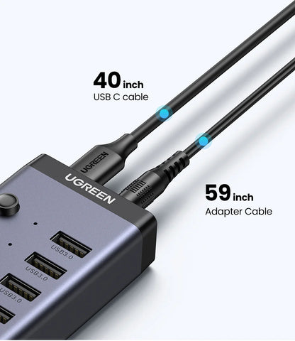 Ugreen Cm481 Hub Usb 3.0 De 7 Puertos Con Adaptador De Corriente