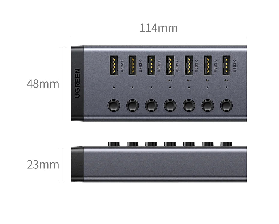 Ugreen Cm481 Hub Usb 3.0 De 7 Puertos Con Adaptador De Corriente