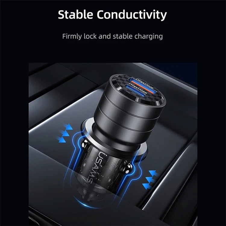 USAMS 95W USB-A + USB-C Car Charger - Black