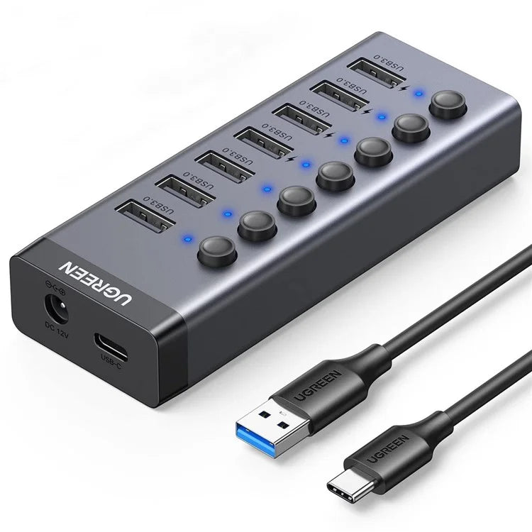 Hub Usb Ugreen Cm481 7-Portas Usb 3.0 C/ Adaptador de Corrente